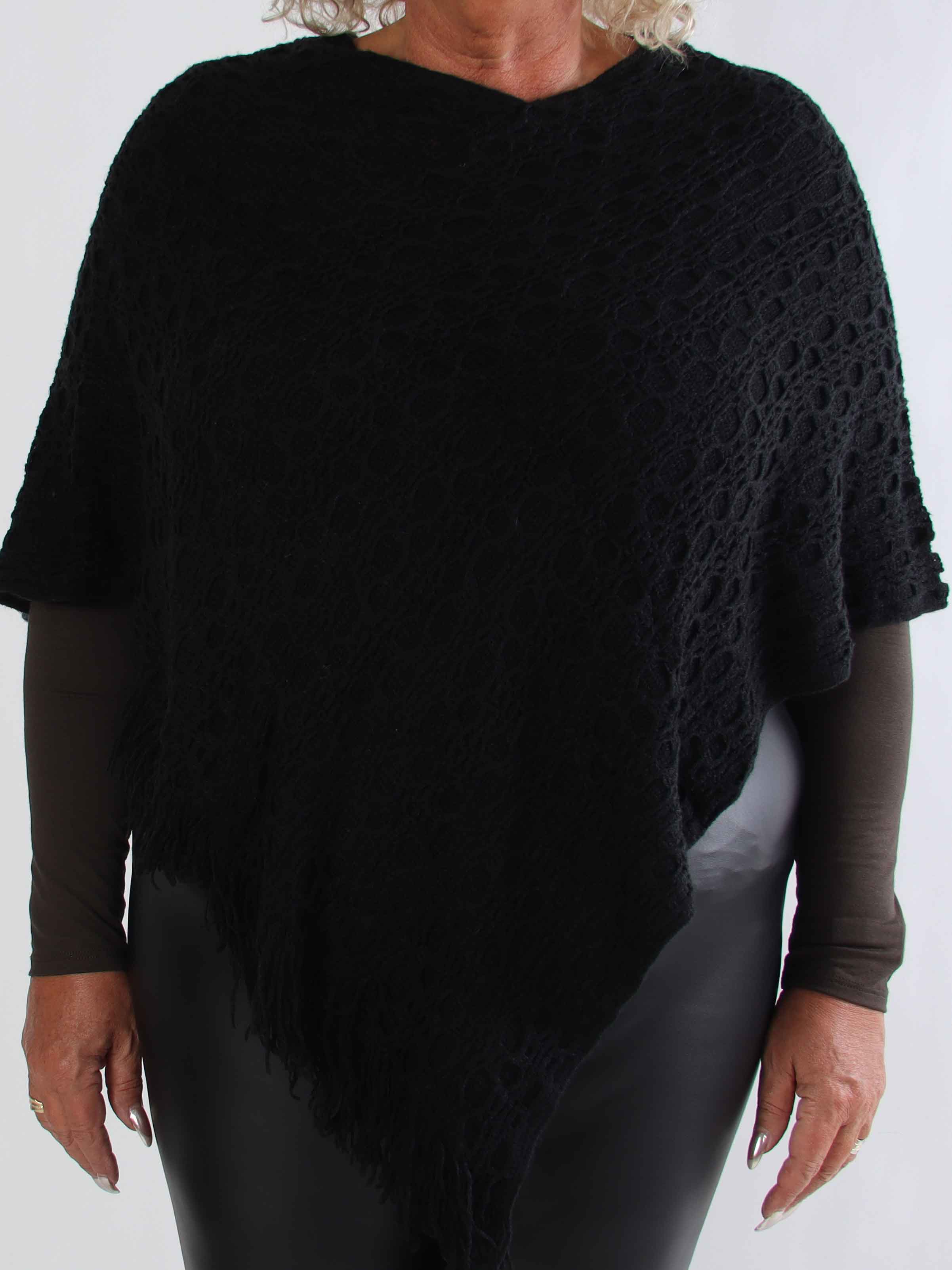 Opra - Blød mønstret plus size strikponcho